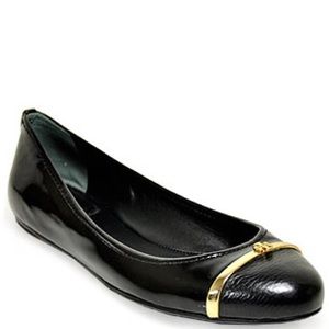 Tory Burch size 9 “Pacey” black cap-toe flats